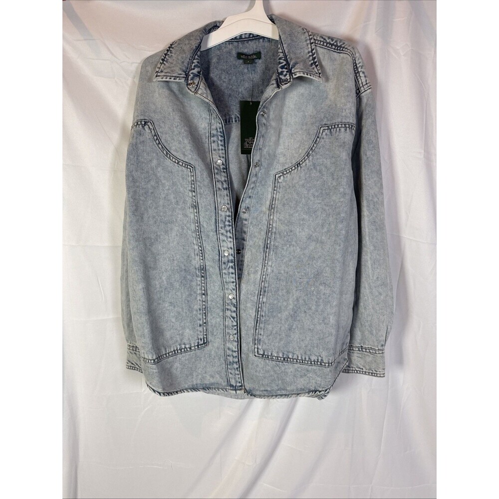 Wild Fable Women's Long Sleeve Oversized Denim Western Shirt Light Wash Size S - Picture 3 of 8